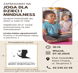 ZAPRASZAMY NA JOGA DLA DZIECI I MINDFULNESS